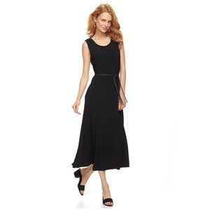 Nina leonard black belted Dress